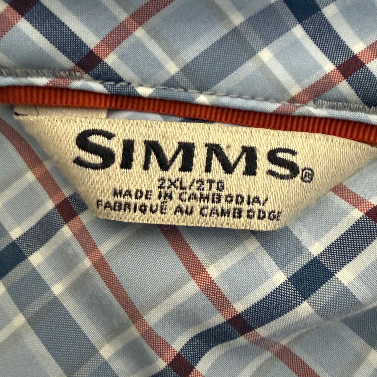 Simms Simms Mens 2XL Blue Plaid Fishing Shirt Long Sleeve Size US XXL / EU 58 / 5 - 2 Thumbnail
