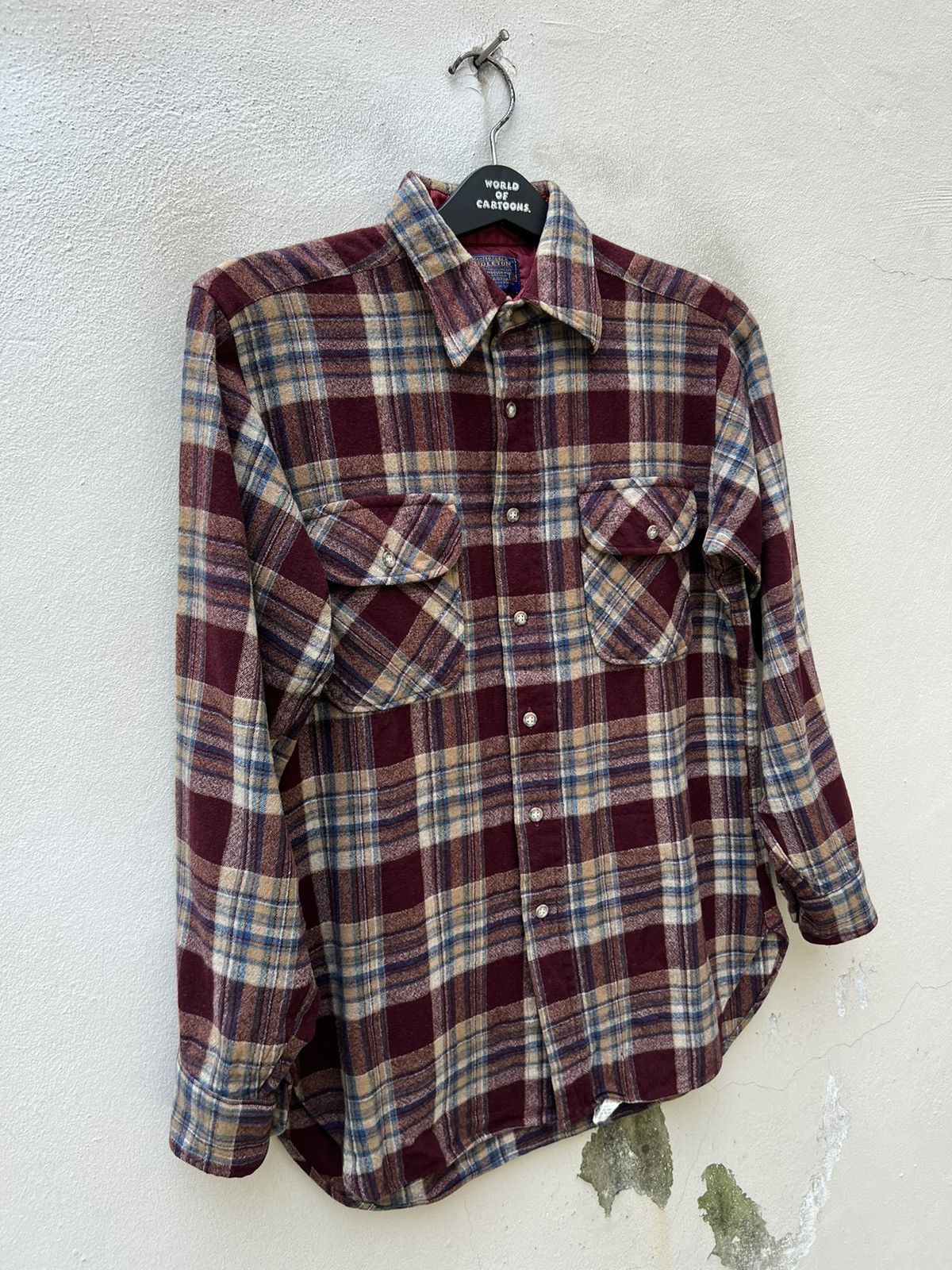 Flannel Vintage 70s Pendleton Shadow Plaid Wool Flannel Shirt Size US M / EU 48-50 / 2 - 11 Thumbnail