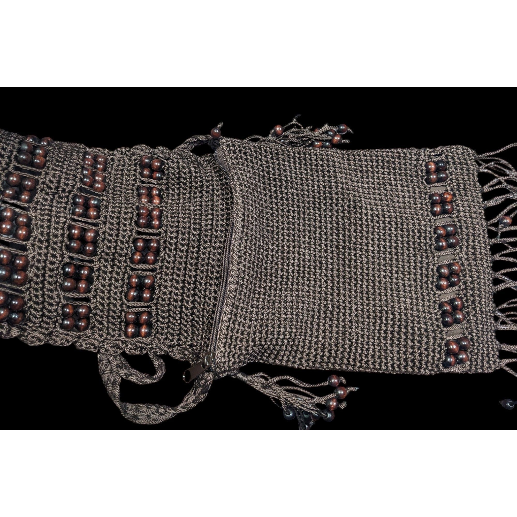 Other Chateau Boho Brown Crochet Beaded Crossbody Bag With Fringe Size ONE SIZE - 3 Thumbnail
