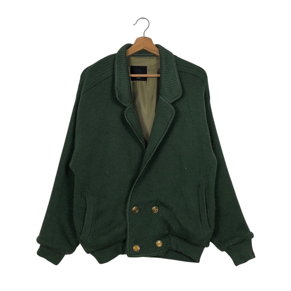Japanese Brand Vintage GranSignore Double-Breasted Knit Bomber Jacket Size US M / EU 48-50 / 2 - 2 Thumbnail