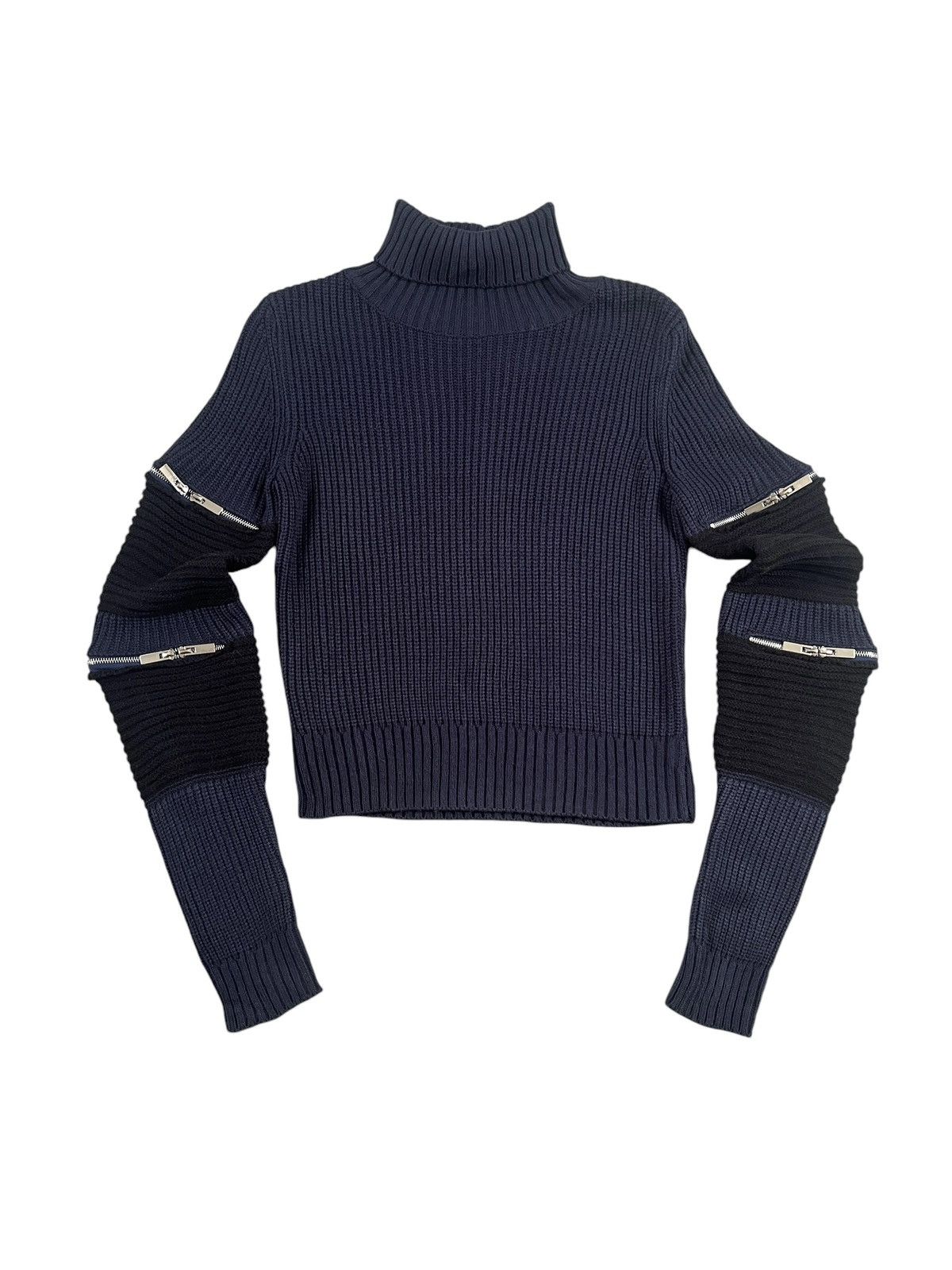 Japanese Brand Rimi & Co 🇯🇵 Cropped Zipper Oversleeve Knit Sweater Size US M / EU 48-50 / 2 - 2 Thumbnail
