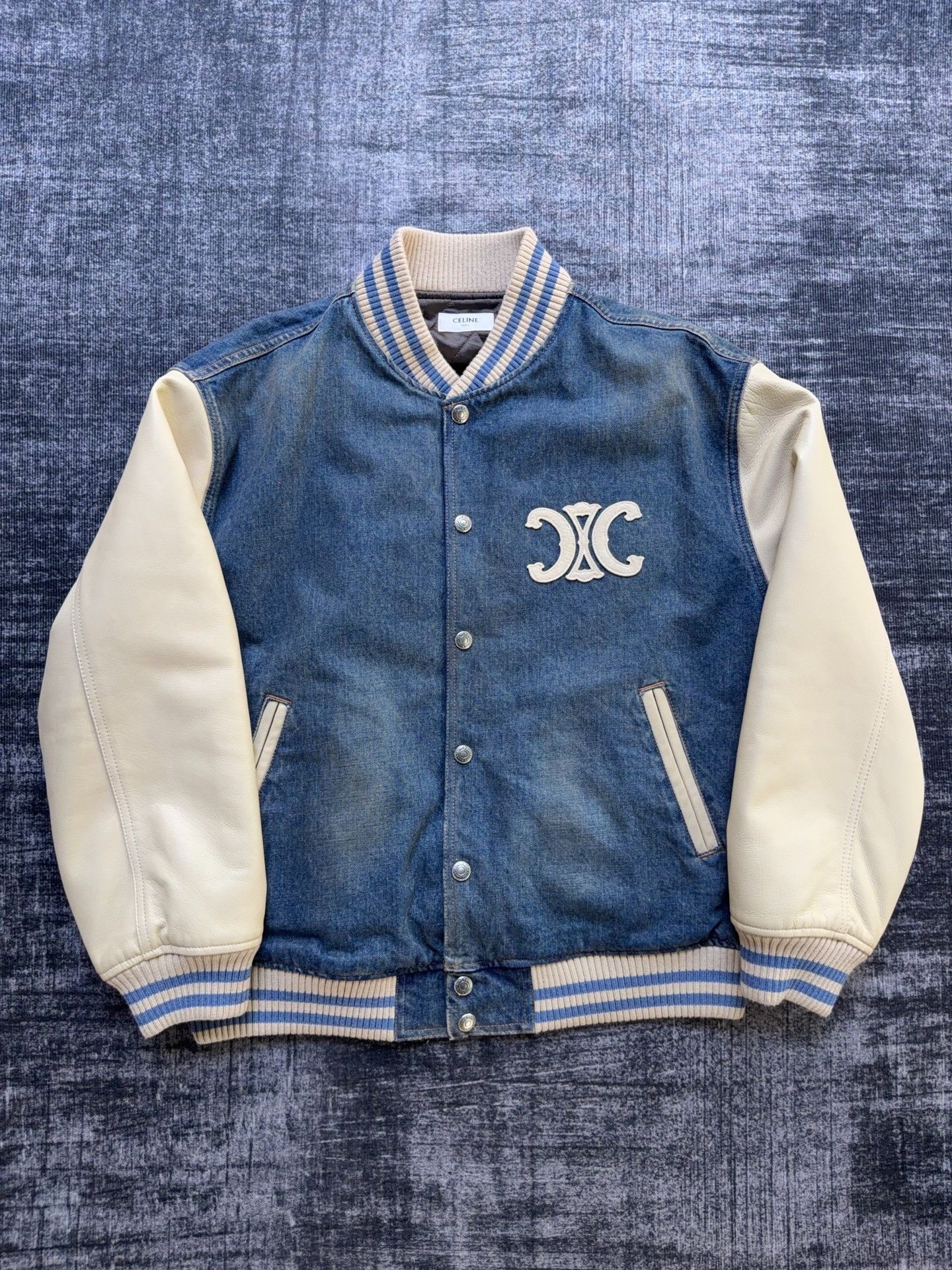 Celine CELINE Washed Denim Triomphe Quilted Jacket Size US M / EU 48-50 / 2 - 1 Thumbnail