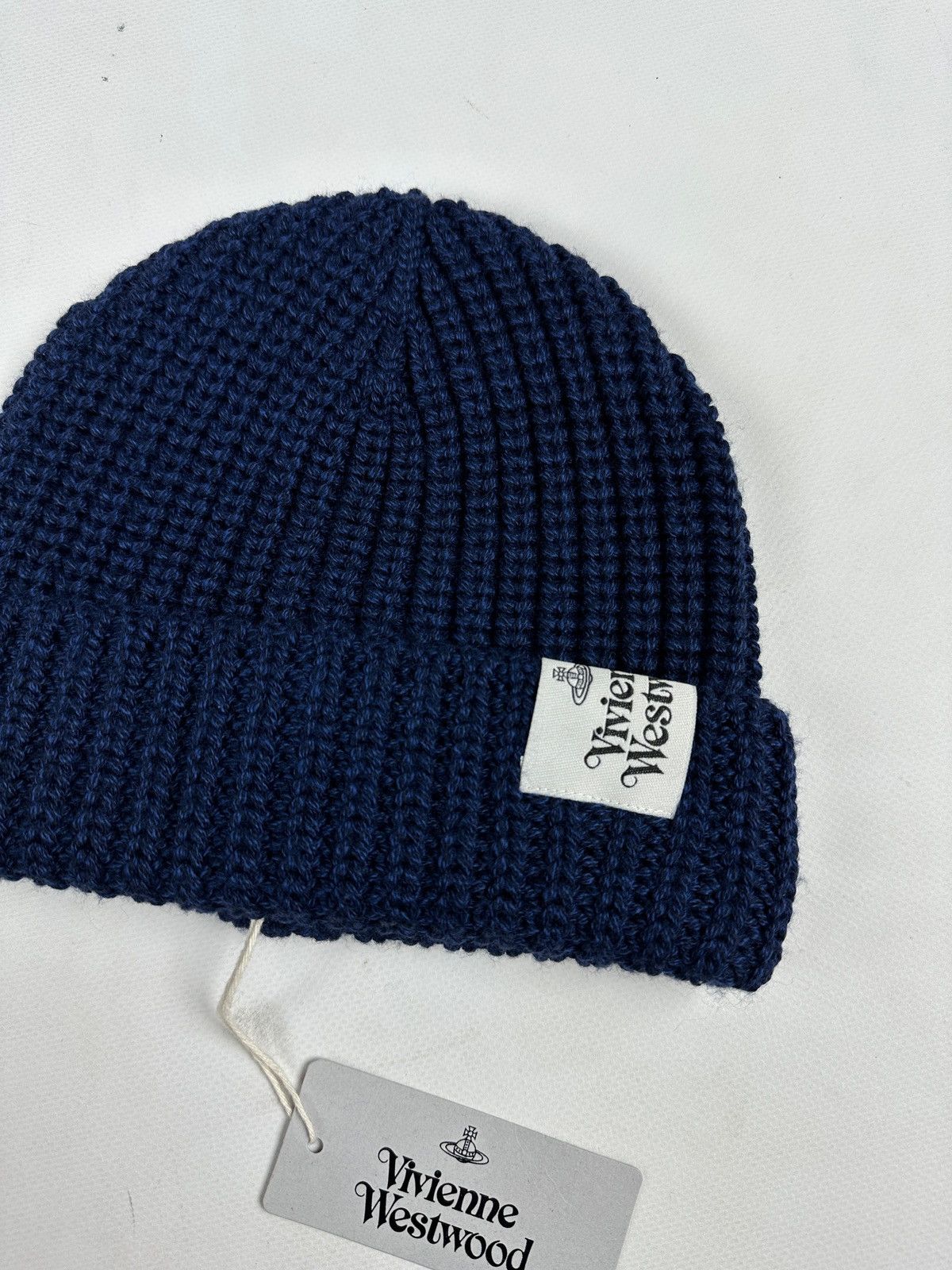 Vivienne Westwood NWT! Vivienne Westwood Navy Blue Classic Wool Beanie Hat Size ONE SIZE - 4 Thumbnail