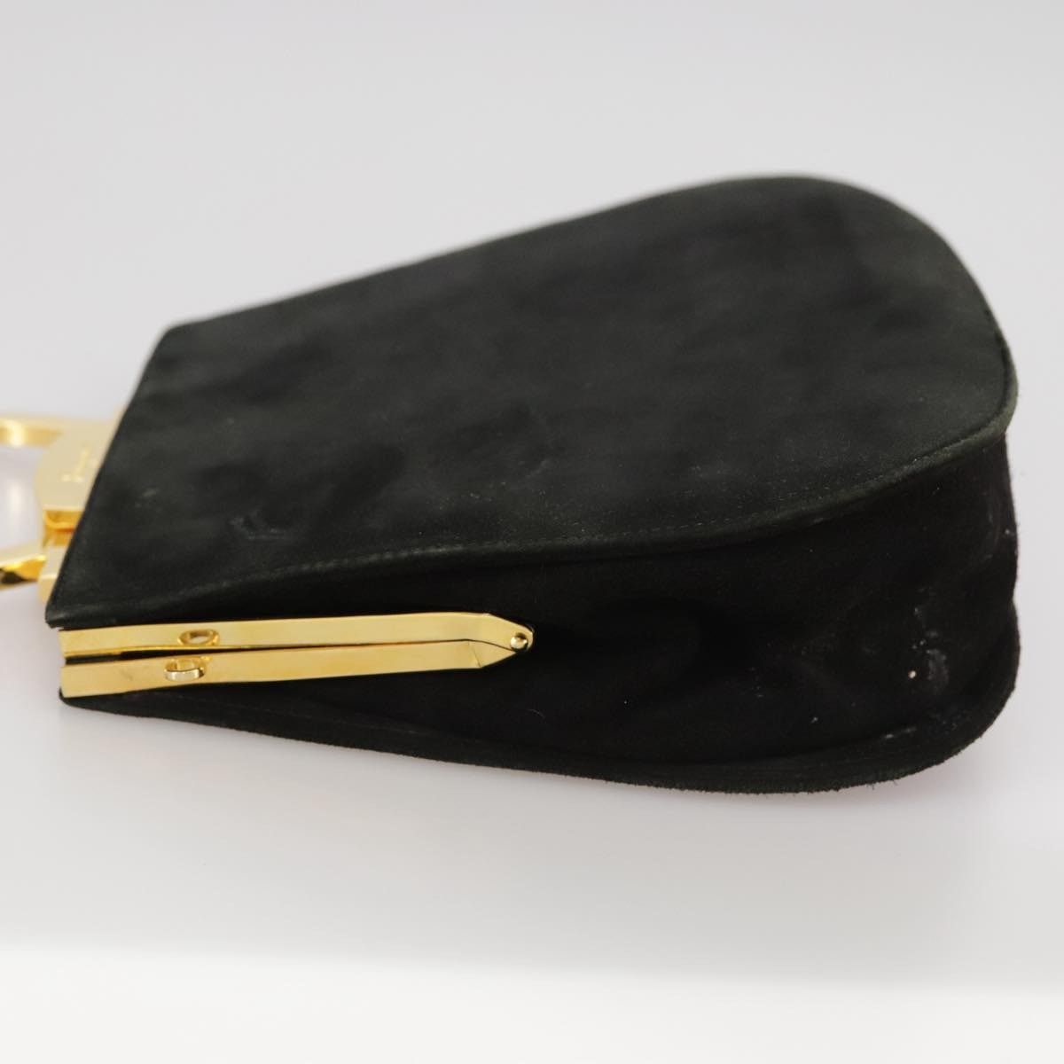 Salvatore Ferragamo Salvatore Ferragamo Gancini Hand Bag Suede Black Gold Size ONE SIZE - 6 Thumbnail
