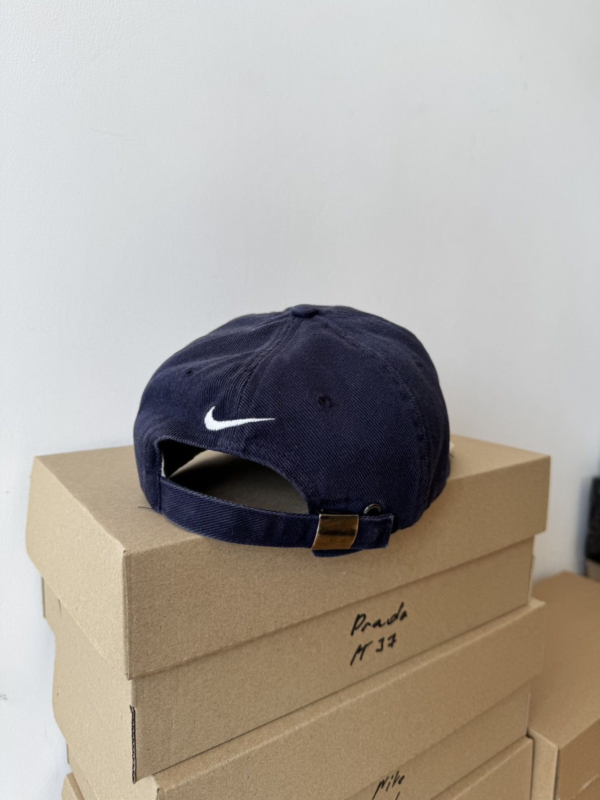 Nike × Vintage Vintage Nike Logo Cap Hat White/Blue Size ONE SIZE - 3 Thumbnail