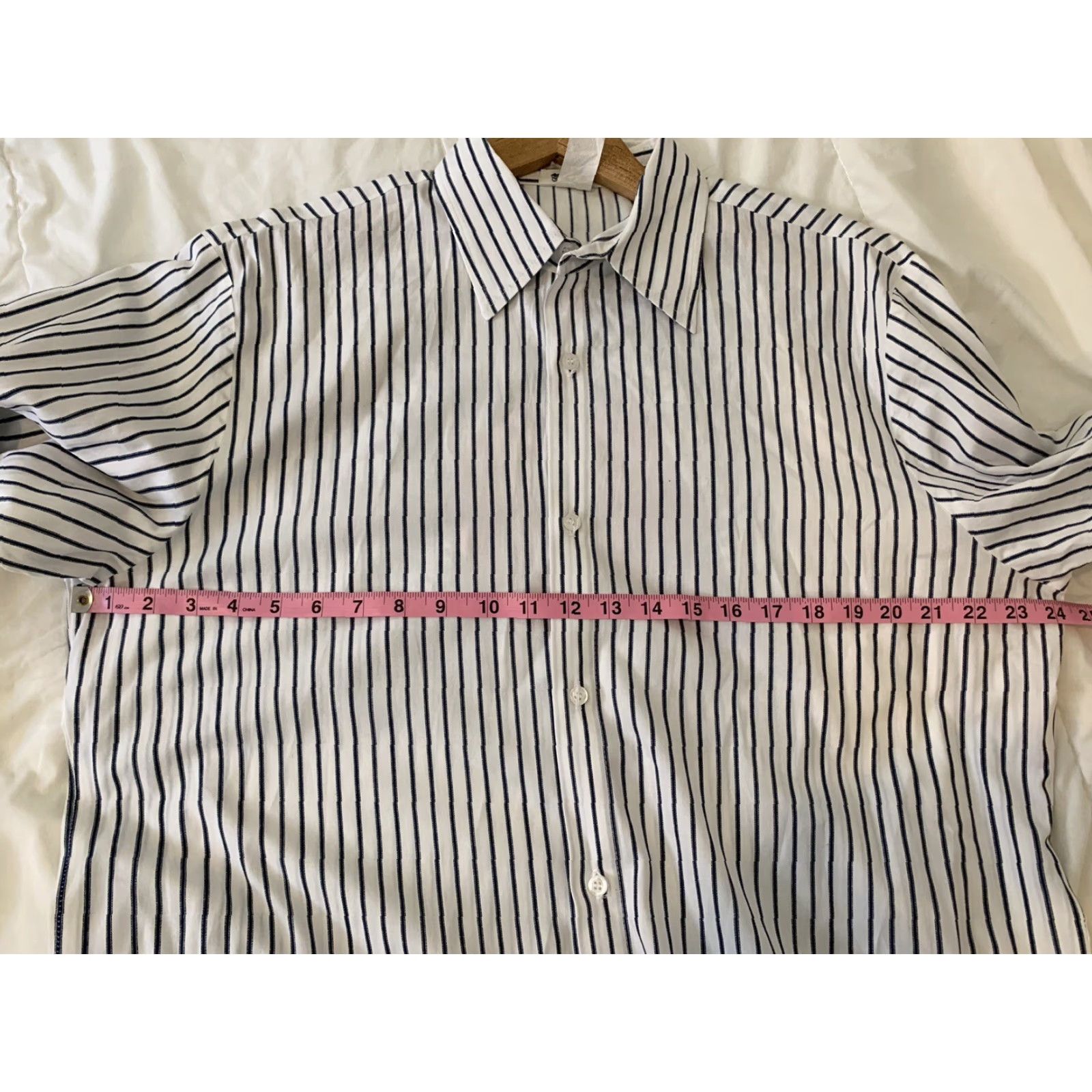 Vintage POP ICON Shirt Long Sleeve Striped Button-Front Men's XL White Blue Button-Up Size US XL / EU 56 / 4 - 4 Thumbnail