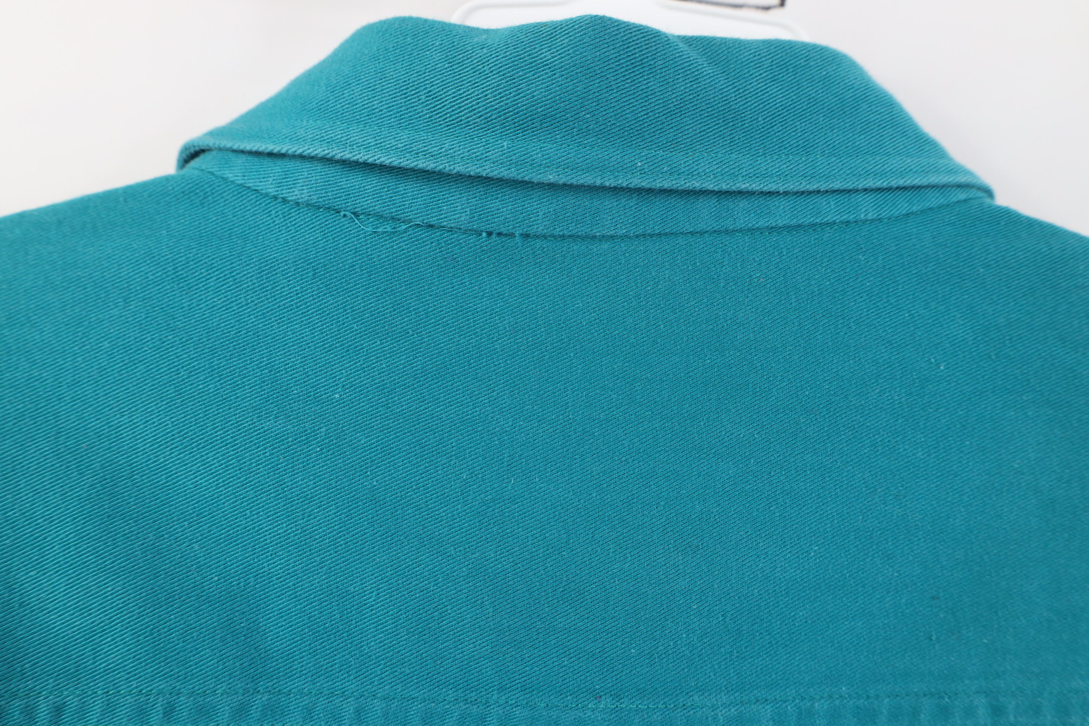 Vintage Vintage 90s Streetwear Twill Collared Button Shirt Teal Size US L / EU 52-54 / 3 - 10 Thumbnail