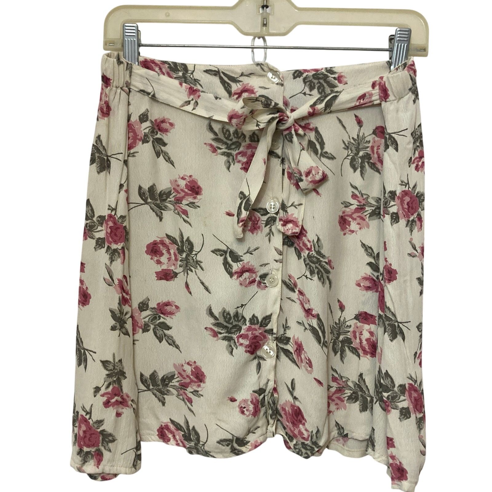 Other Tangibles Lightweight Ivory White Pink Green Floral Skirt Size 30" / US 8 / IT 44 - 1 Thumbnail