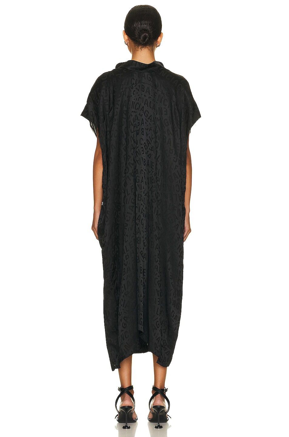 Balenciaga o1bcso1str1124 Logo Strips Swing Collar Rawcut Dress Size XS / US 0-2 / IT 36-38 - 4 Thumbnail