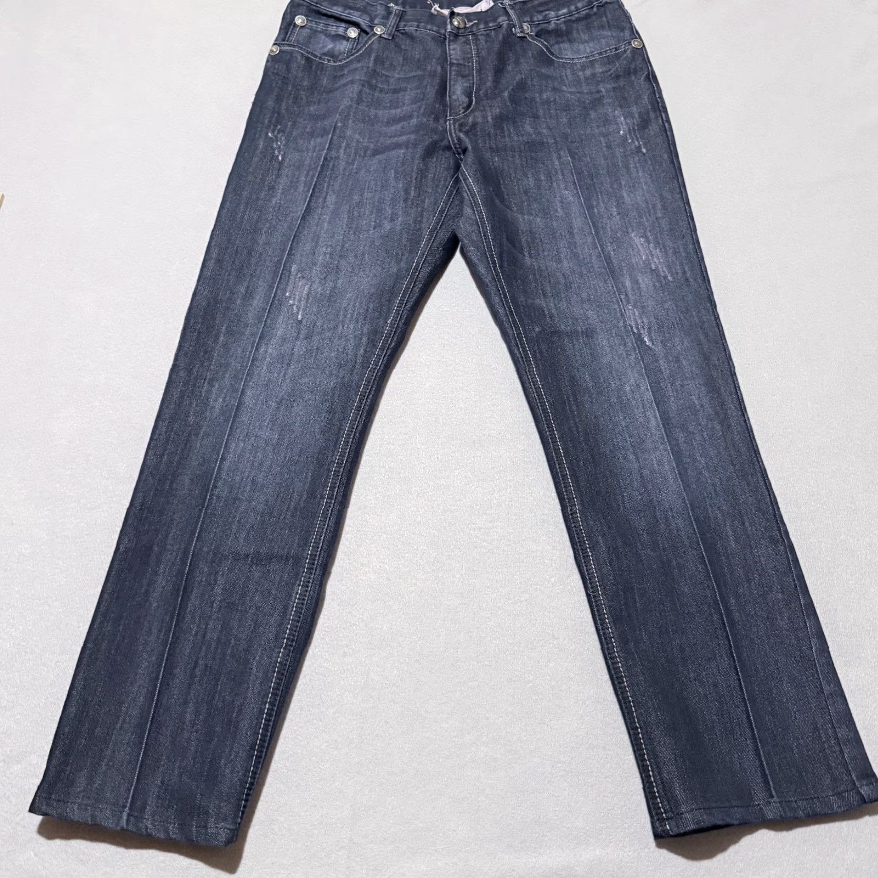 Denime Blue Rag Jeans Women Blue Denim Distressed Straight Leg 35X30.5 Classic Modern 5-Pocket Womens Size 24" / US 00 / IT 34 - 2 Thumbnail
