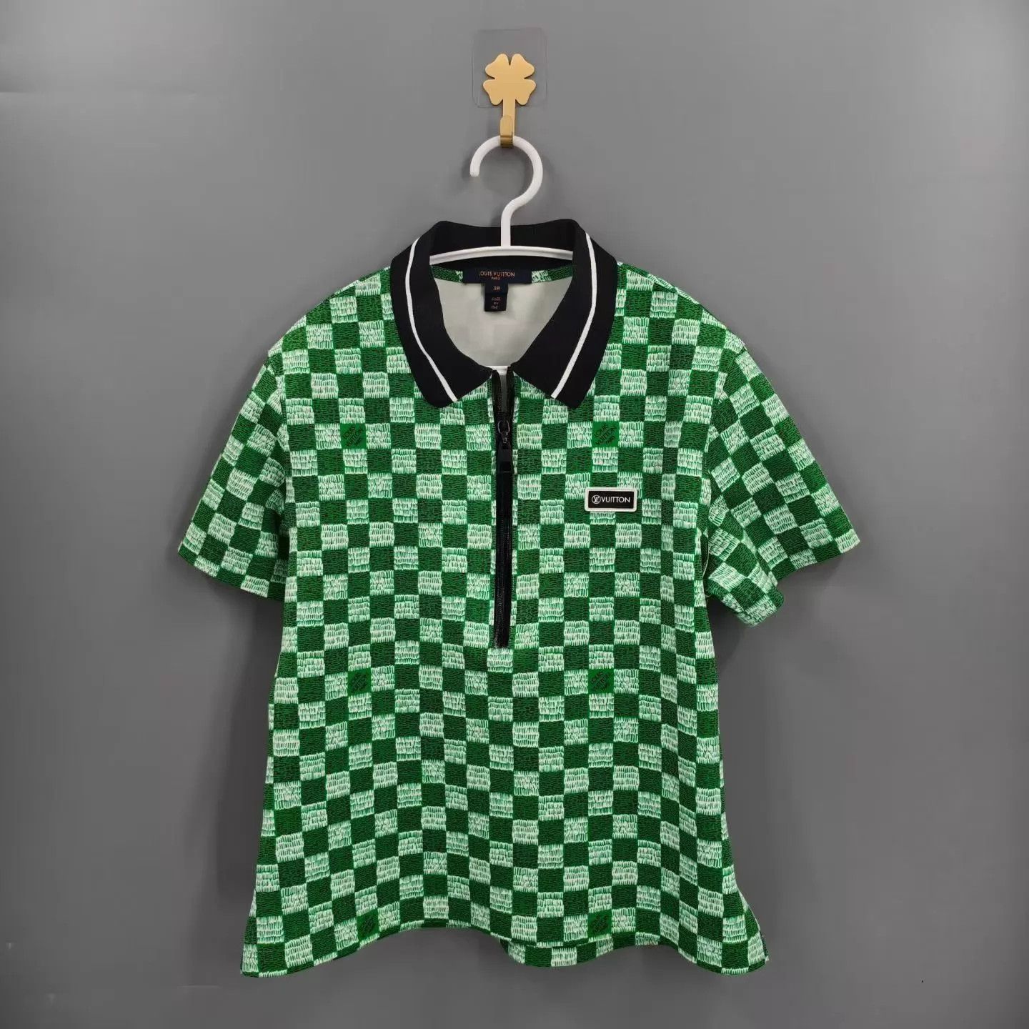 Louis Vuitton LOUIS VUITTON green Damier zip colorblock short polo shirt Size S / US 4 / IT 40 - 1 Thumbnail