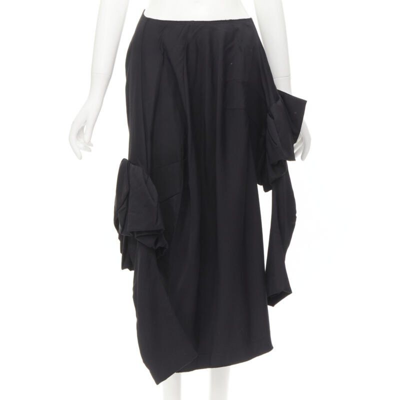 Comme des Garcons COMME DES GARCONS 2004 Vintage black rayon ruffle floral extra sleeve skirt S Size 27" / US 4 / IT 40 - 1 Thumbnail