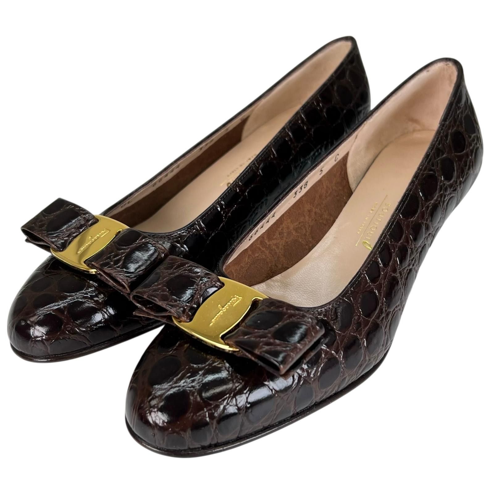 Salvatore Ferragamo Salvatore Ferragamo Salvatore Ferragamo VARA Crocodile Pumps Leather Shoes DUTY FREE for USA Size ONE SIZE - 1 Thumbnail