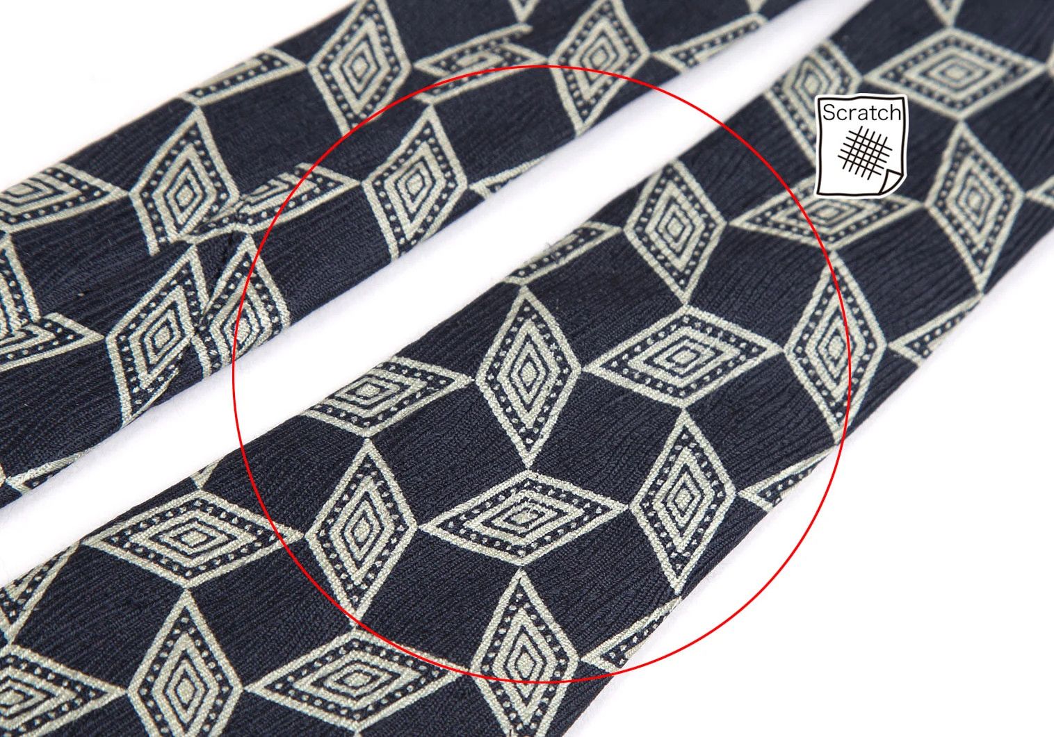 Dries Van Noten Geometric Print Silk Tie in Navy Blue Size ONE SIZE - 3 Thumbnail