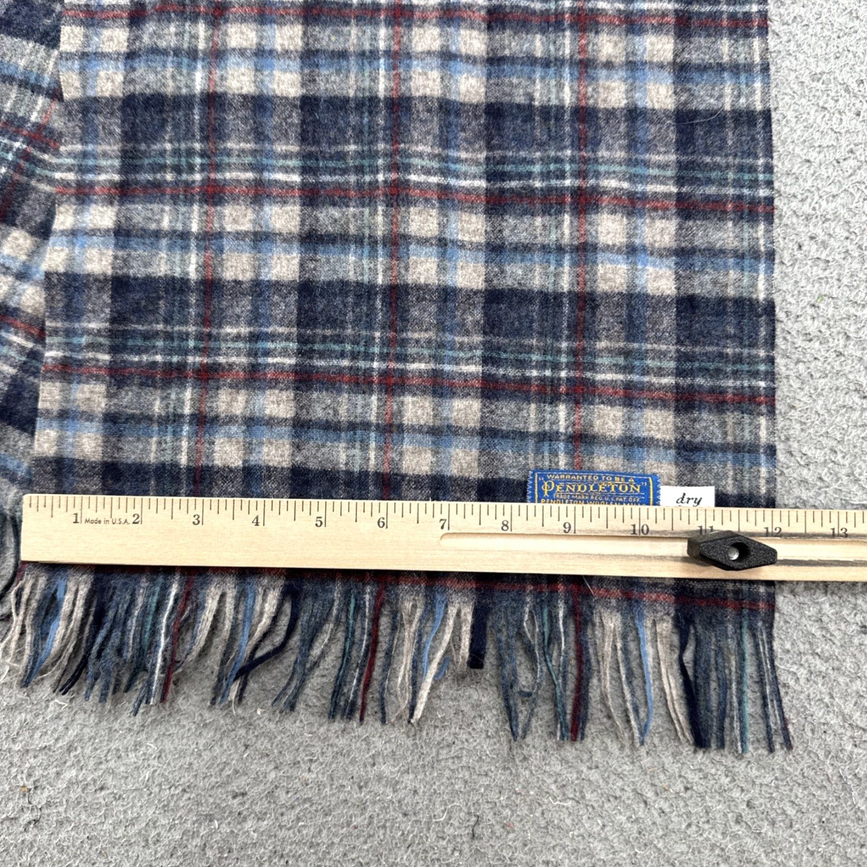 Pendleton VINTAGE Pendleton Scarf Plaid 100% Virgin Wool Blue Fringe Men Adult Wool Classic USA Made Tassels Size ONE SIZE - 3 Thumbnail