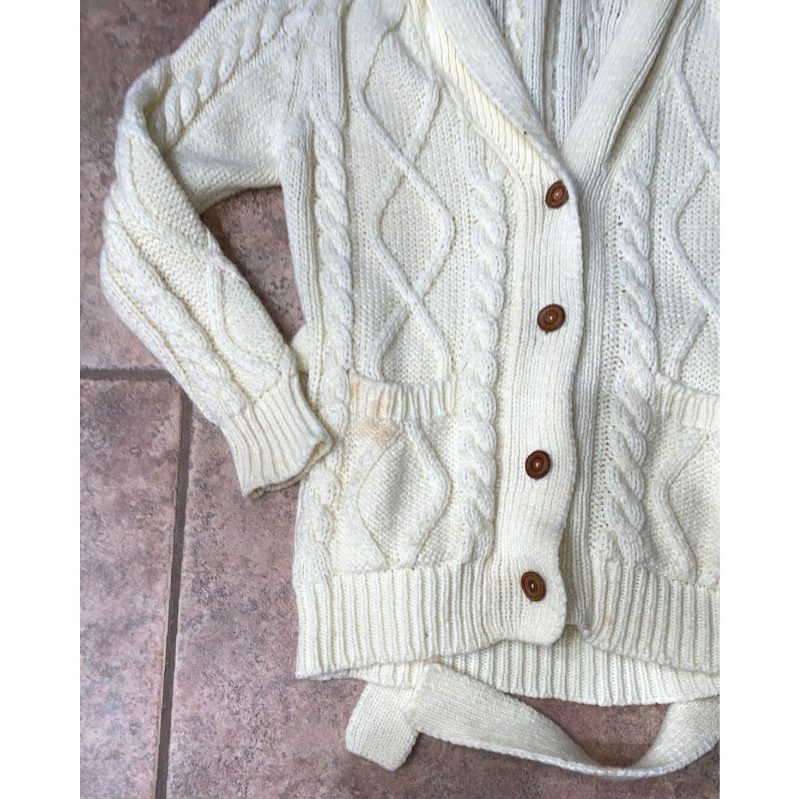 Vintage Lady Woo Womens Cardigan Sweater Size S Beige Acrylic Womens Clothing Size S / US 4 / IT 40 - 4 Thumbnail