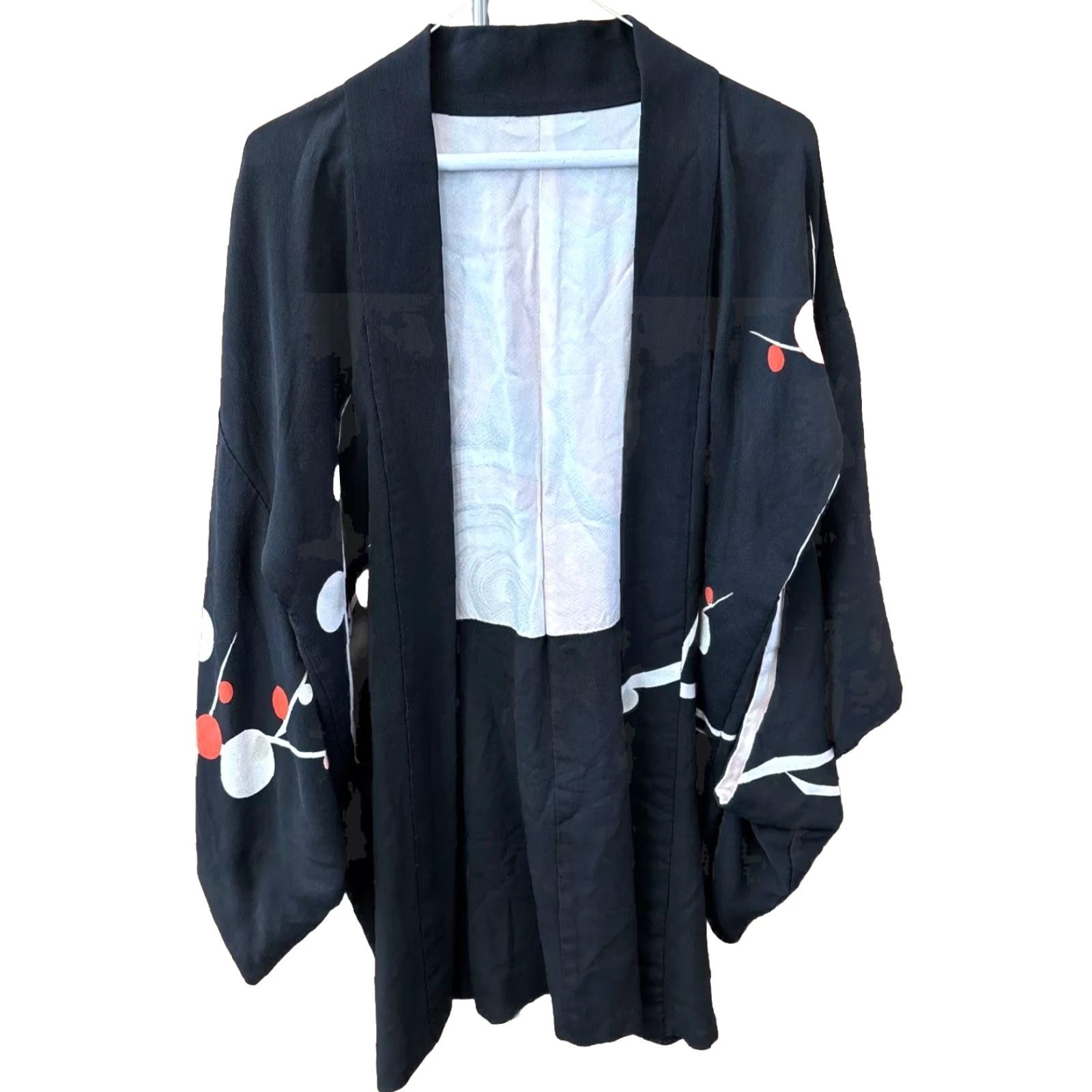 Vintage VINTAGE Japanese style Black kimono jacket XL Lined Silk Floral Reversible Tie Front Short Sleeve Women Size XL / US 12-14 / IT 48-50 - 2 Thumbnail