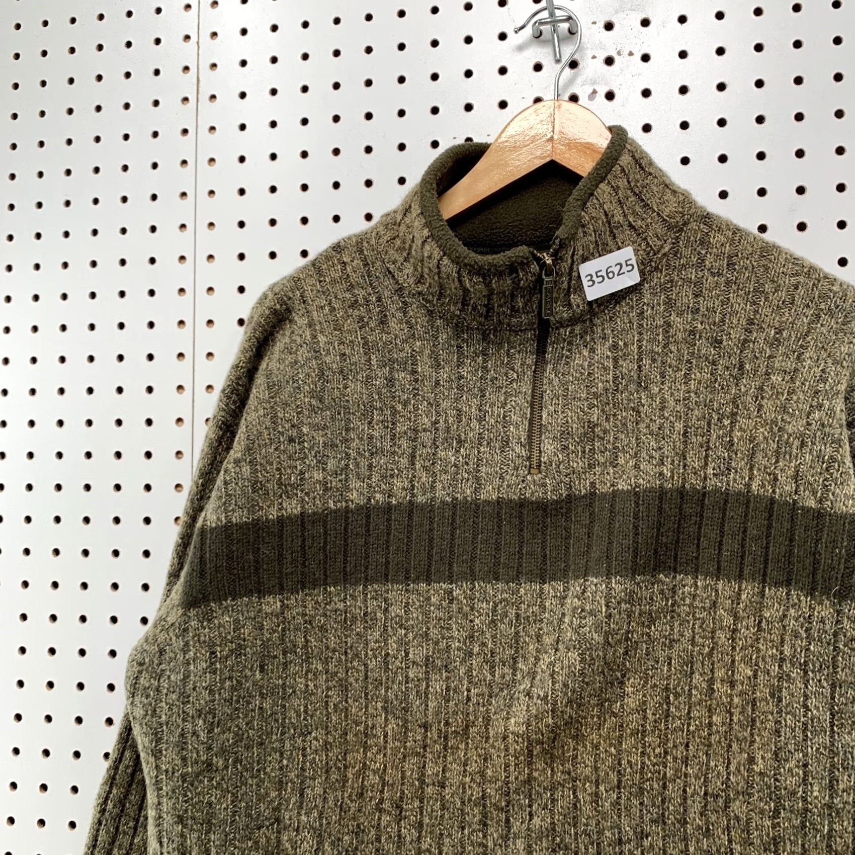 American Eagle Outfitters American Eagle Sweater Mens Medium Brown 1/4 Zip 100% Wool Rib Knit 25x26 Size US M / EU 48-50 / 2 - 7 Thumbnail