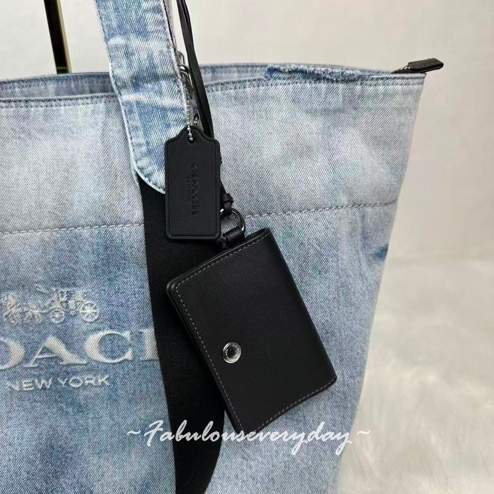 Coach Coach Men Small Tour Tote Loved Denim Charms Sv/Light Indigo Size ONE SIZE - 7 Thumbnail