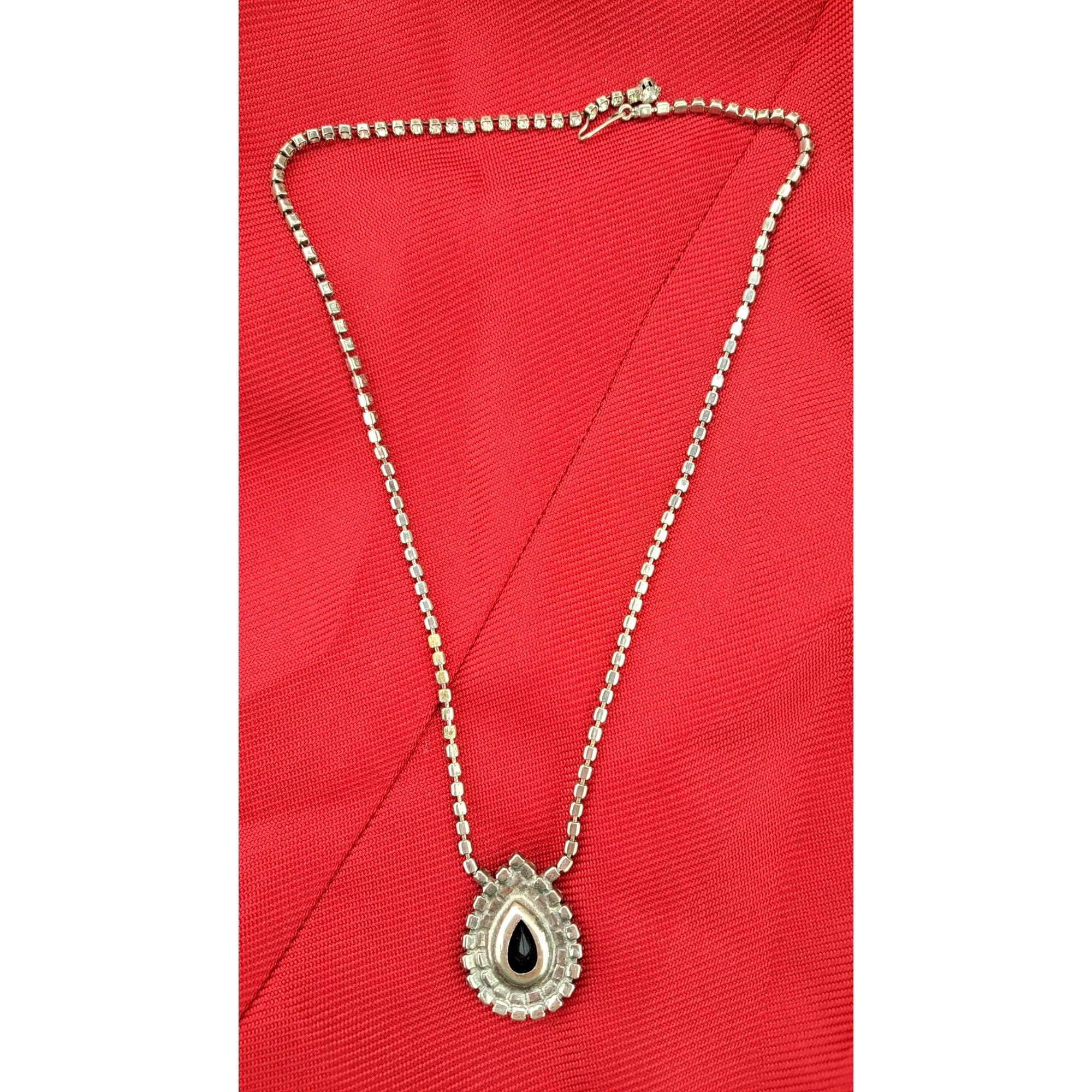 Other Vintage Rhinestone Clear Black Necklace Costume Teardrop Size ONE SIZE - 3 Thumbnail