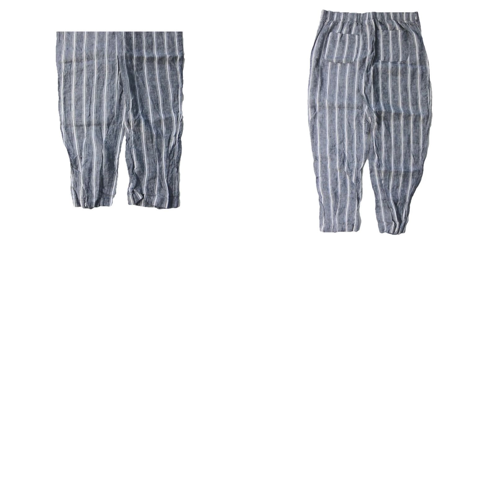 Vintage Chico's 100% Linen Blue White Stripe Wide Leg Casual Comfort Pant Women 2.5/14 Size 36" / US 14 / IT 50 - 8 Thumbnail