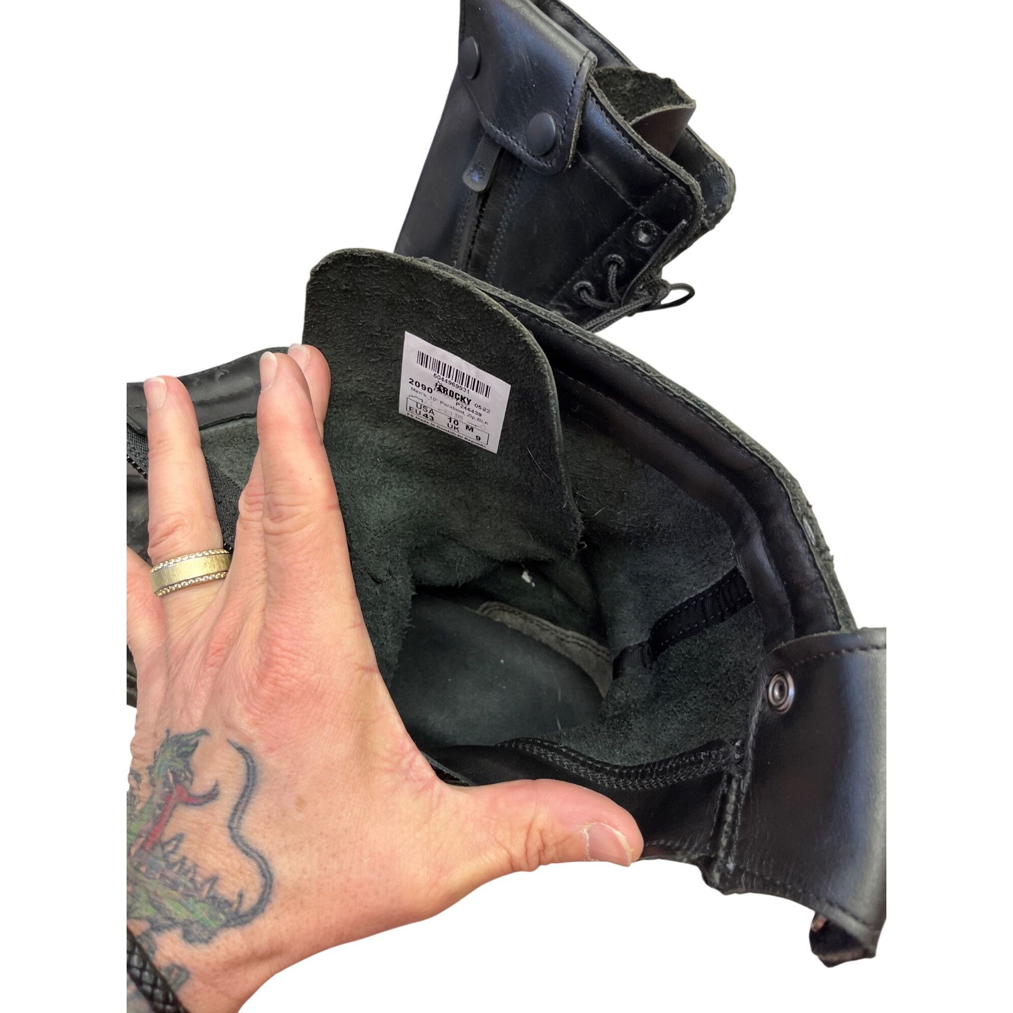 Other Rocky Mens black leather paratroop moto mid calf boots sz 10 Size US 10 / EU 43 - 8 Thumbnail