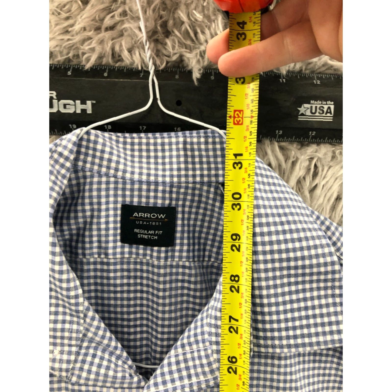 Arrow Arrow Shirt L Mens Long Sleeve Button Down Collar Blue Gingham Check Size US L / EU 52-54 / 3 - 5 Thumbnail