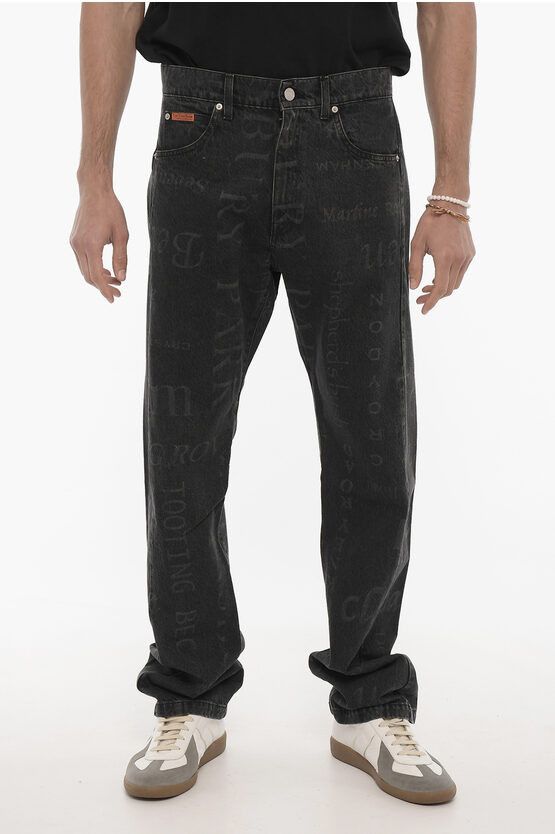 image of Martine Rose Slim Fit Jeans With All-Over Print 21Cm in Black, Men's (Size 33)