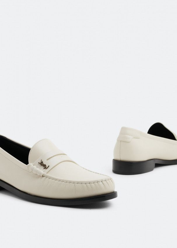 Saint Laurent Paris o1bcso1str0425 Le Loafer Penny Slippers in White Size US 12 / EU 45 - 3 Thumbnail