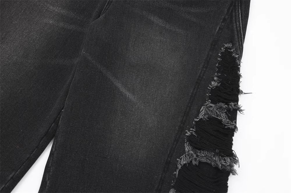 Designer × Japanese Brand Black Washed Patch Raw Edge Denim Shorts Size US 32 / EU 48 - 4 Thumbnail