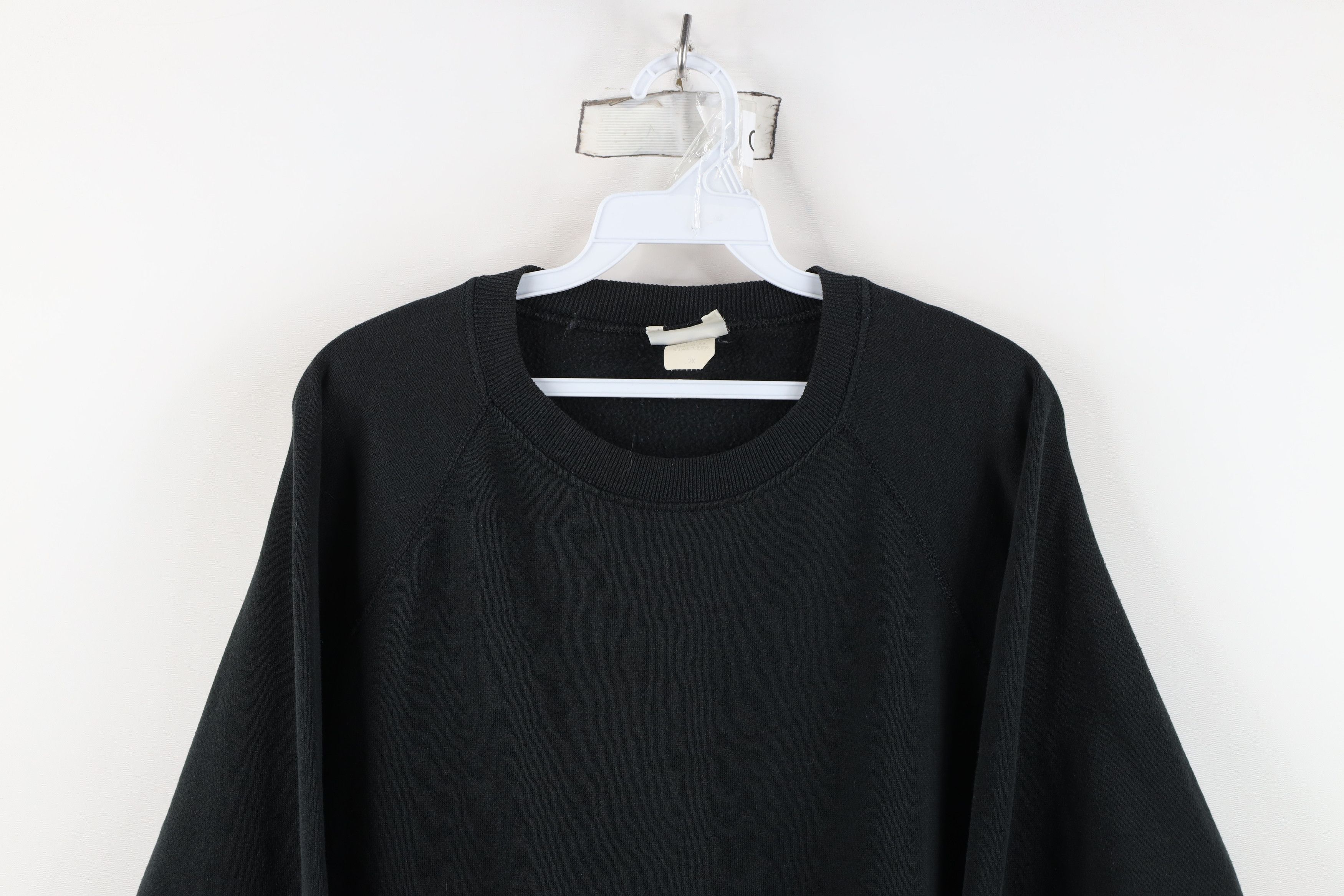 Vintage Vintage 90s Streetwear Blank Crewneck Sweatshirt Black USA Size XXL / US 16-18 / IT 52-54 - 2 Thumbnail