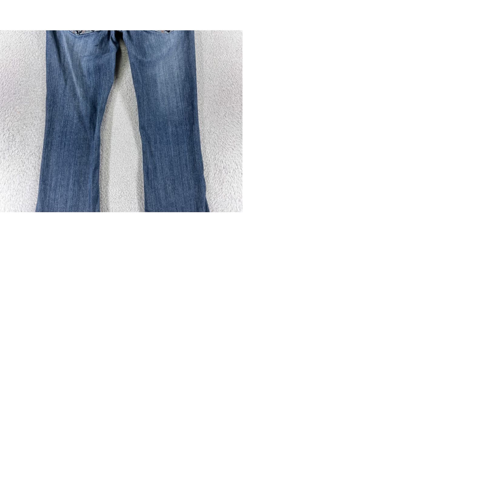 Vintage Premiere Jeans Women 1 Blue Denim Flared Low Rise 5-Pocket Distressed Embroidered Rhinestone Studded Cotton Blend Slim Vintage: No Size 25" / US 0 / IT 36 - 10 Thumbnail