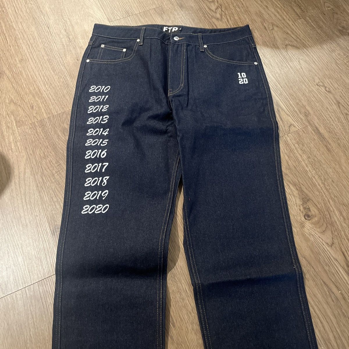 image of Fuck The Population Ftp 10 Year Anniversary Denim Pants in Blue, Men's (Size 36)