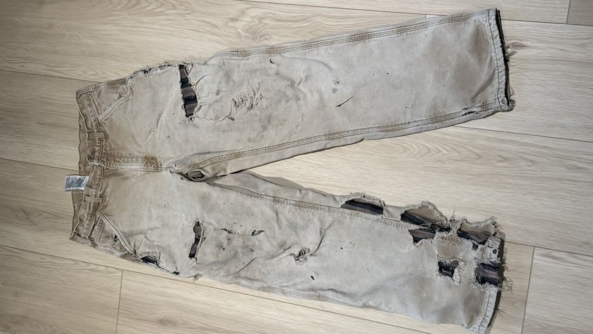 Carhartt Carhartt flannel lined carpenter pants distressed frayed Size US 32 / EU 48 - 6 Thumbnail