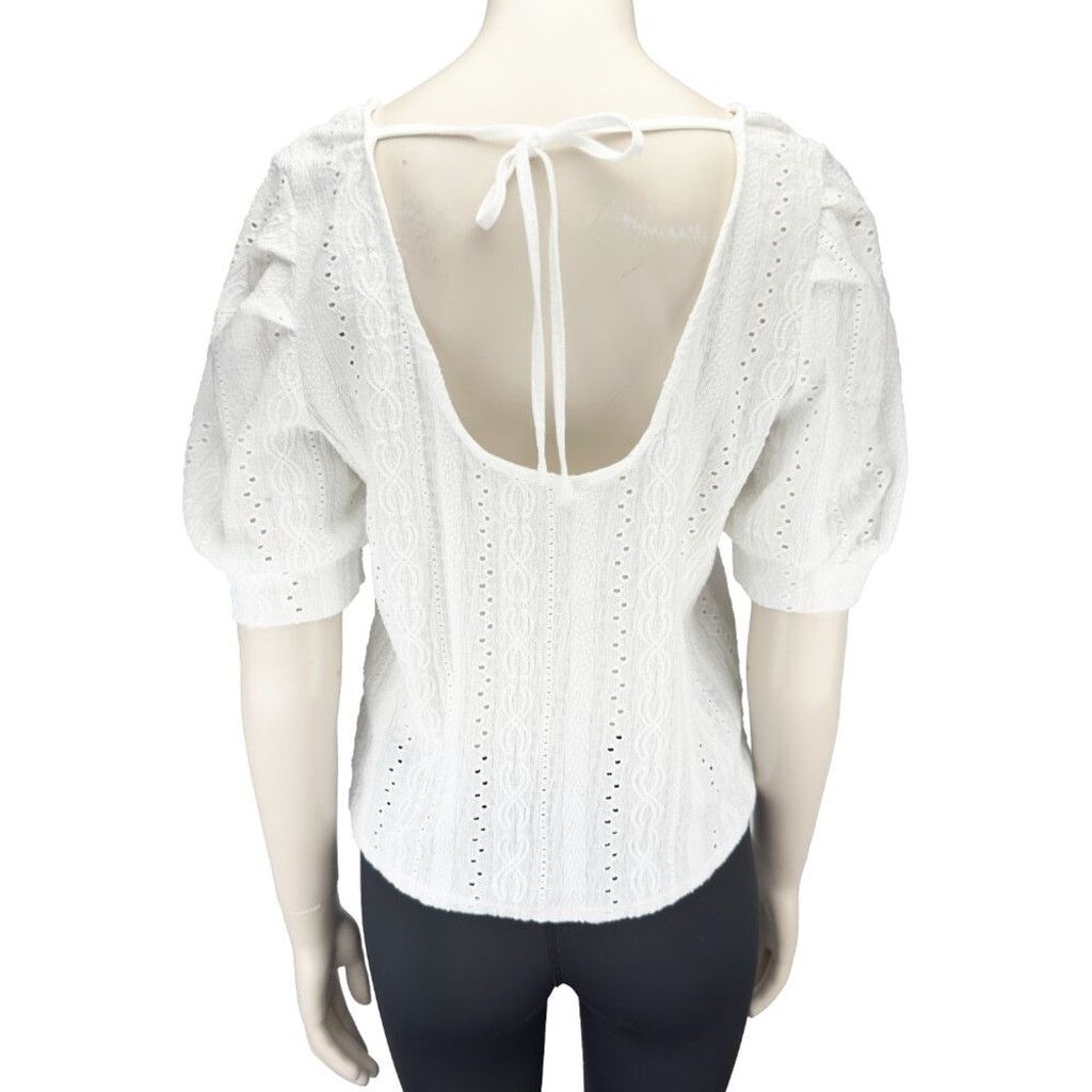USA Olympics ONLY Eyelet Cottagecore Round Neck Boho White Lace Top Sz M Size L / US 10 / IT 46 - 5 Thumbnail
