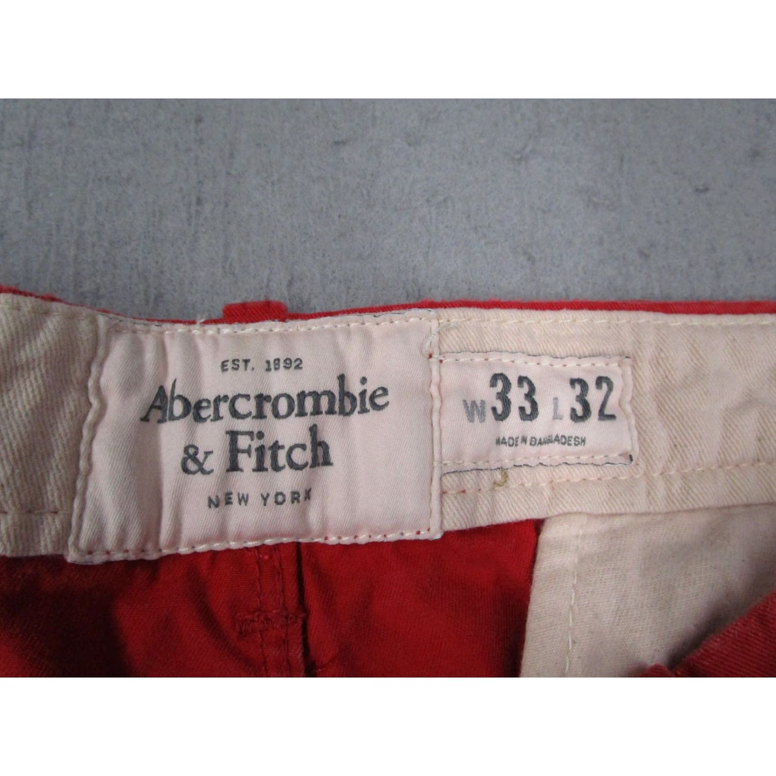 Abercrombie & Fitch Abercrombie & Fitch Pants Mens 33x32 Red Chino Button Fly Cotton Casual Y2K Retro Size US 33 - 3 Thumbnail