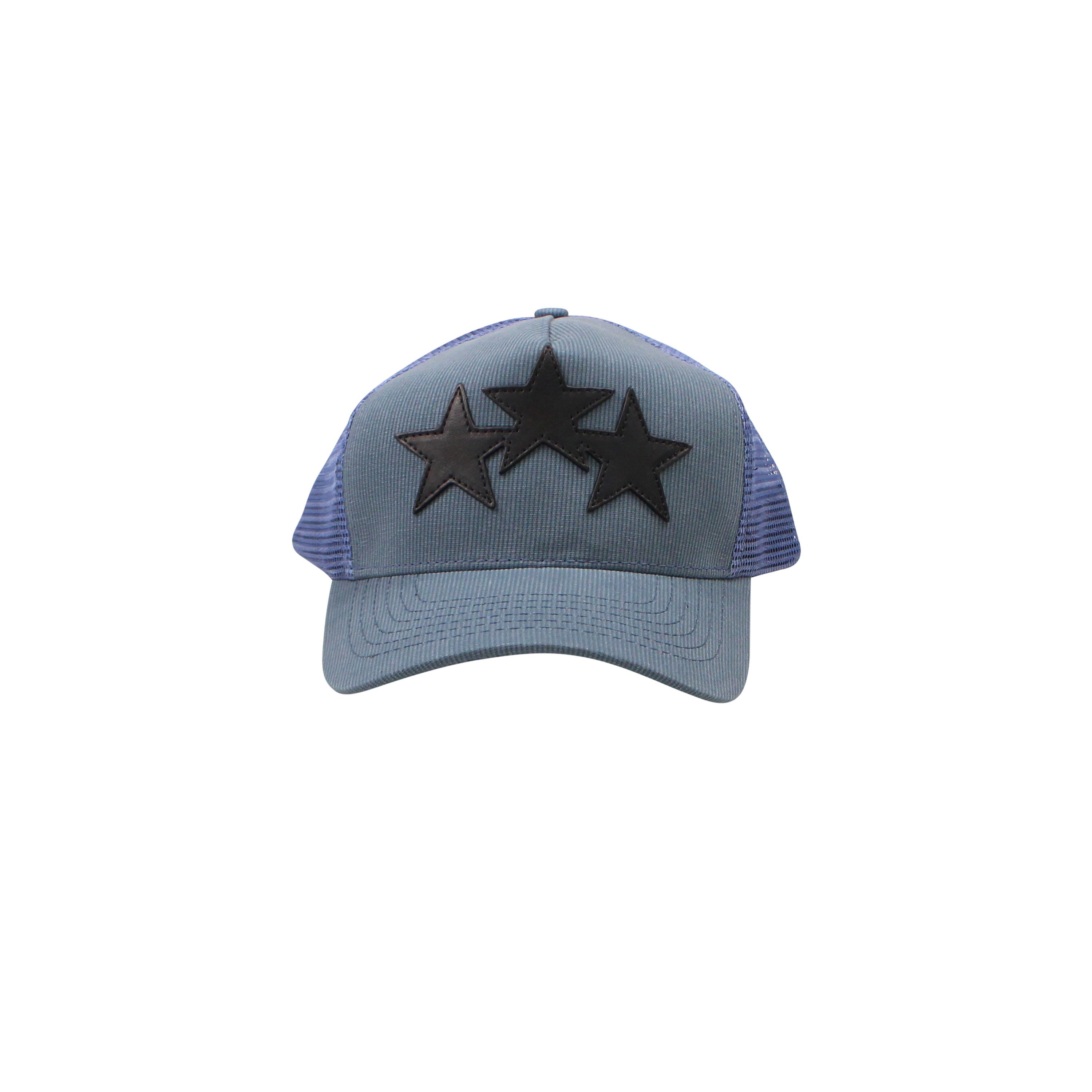 image of Amiri 3 Star Trucker Hat Pond Blue&black Hats Size Os, Men's