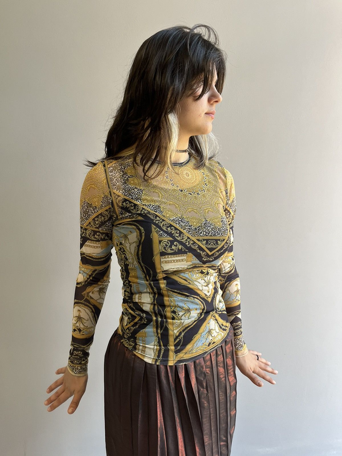 Stradivarius Stradivarius longsleeve mesh barocco versace style Size S / US 4 / IT 40 - 2 Thumbnail