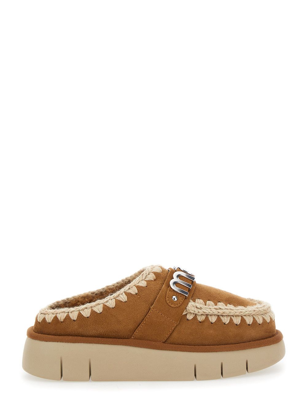 Mou 'Bounce' Beige Mules with Logo Lettering and Open Rear in Leather Woman Size US 6 / IT 36 - 1 Thumbnail