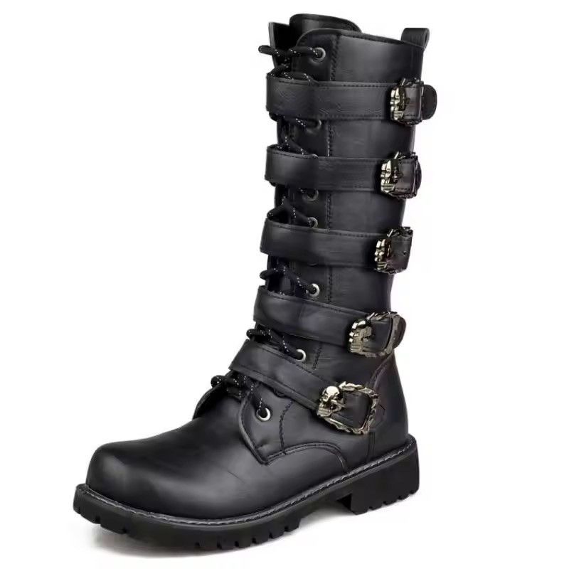 Japanese Brand Men's PU Leather Motorcycle Boots Mid-calf Size US 9.5 / EU 42-43 - 1 Thumbnail