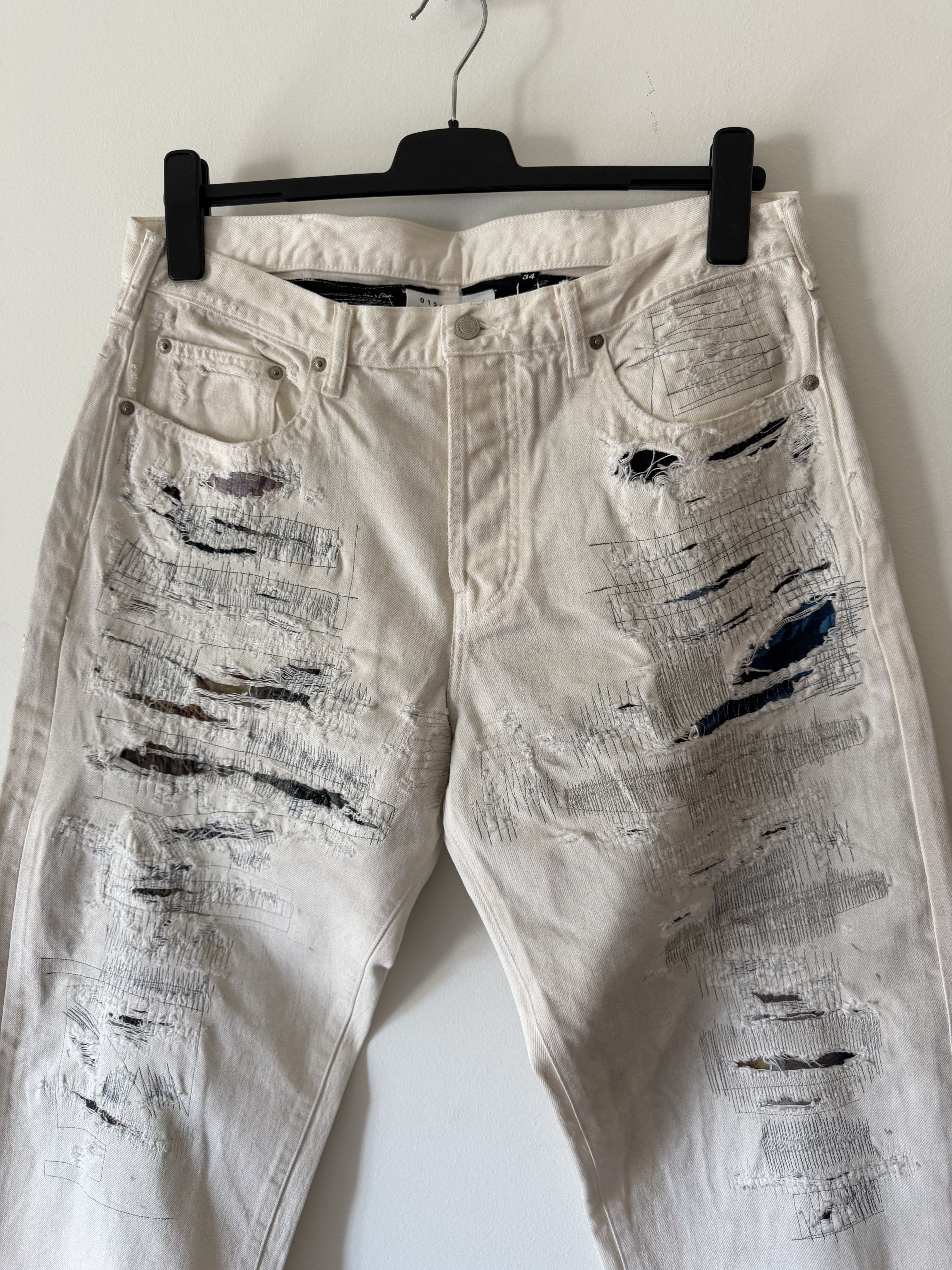 Maison Margiela × Supreme Supreme MM6 Maison Margiela Distressed Loose Fit Jeans White Size US 34 / EU 50 - 2 Thumbnail
