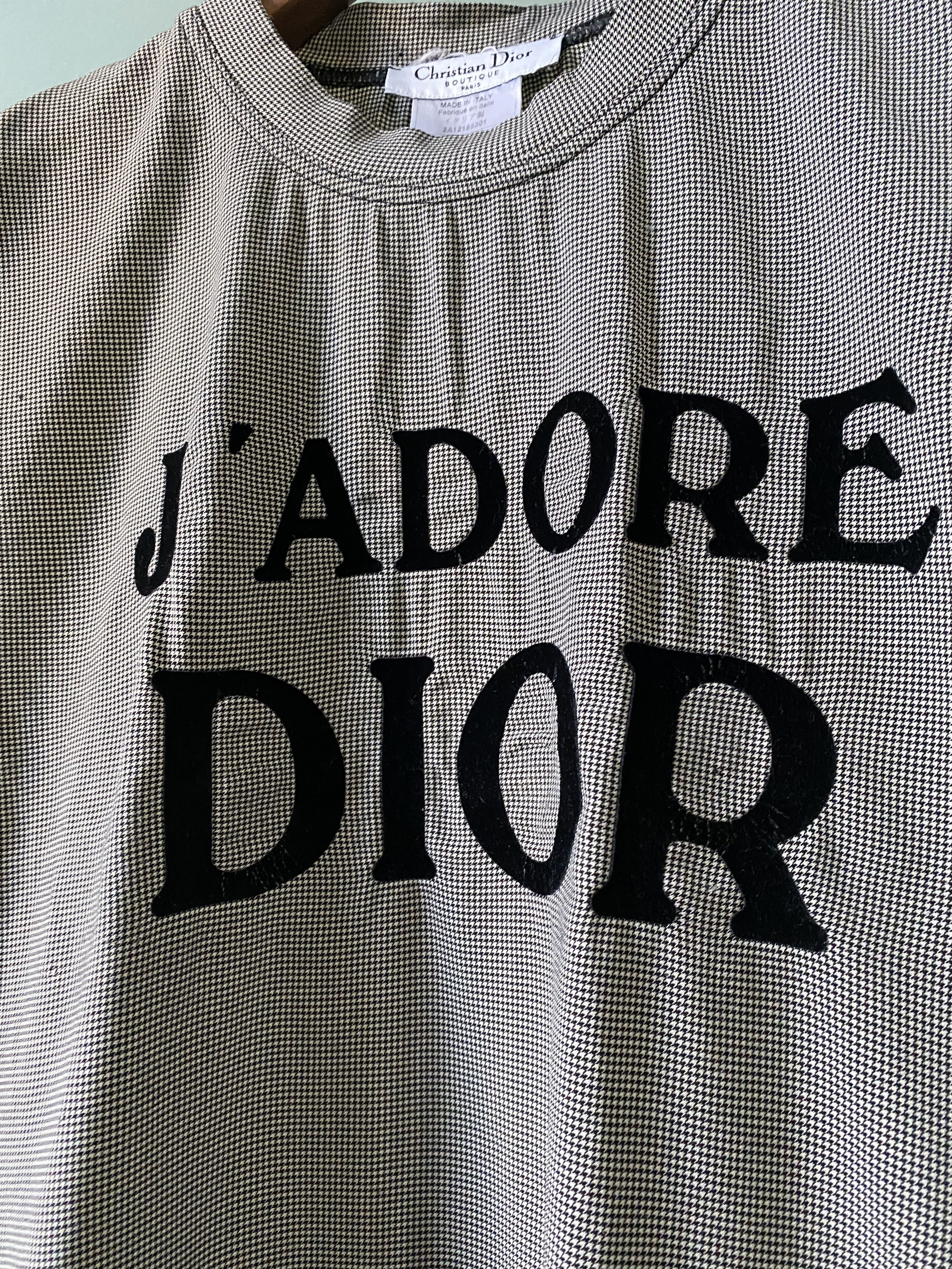 Dior Fall Winter 2002 "J'ADORE DIOR" Houndstooth Print Tank Top Size XS / US 0-2 / IT 36-38 - 8 Thumbnail