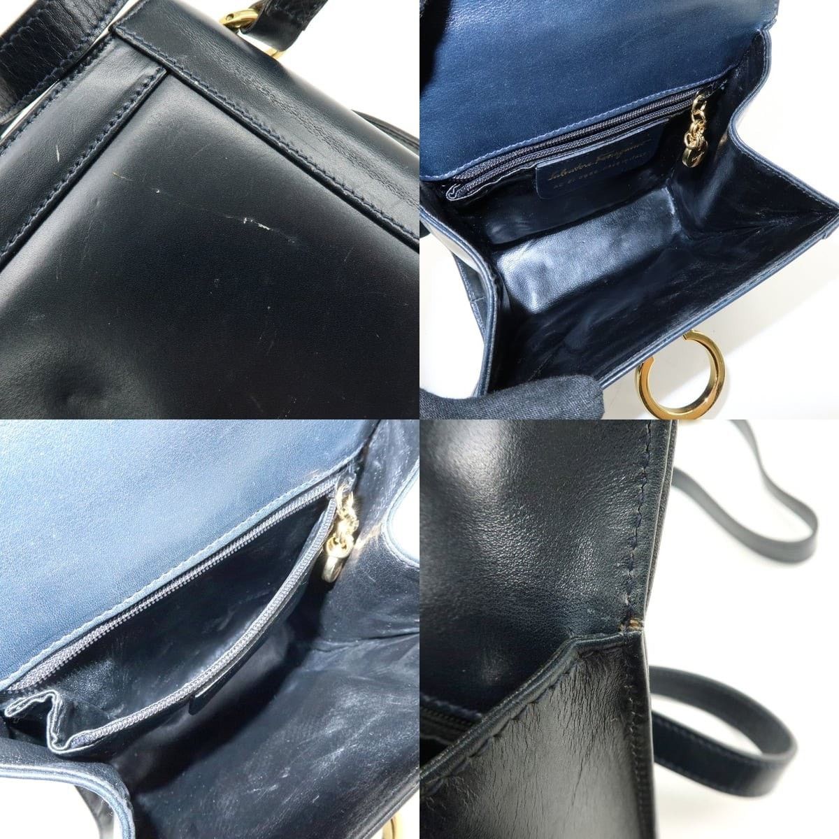 Salvatore Ferragamo Ferragamo Gancini Leather Crossbody Bag Navy Size ONE SIZE - 7 Thumbnail