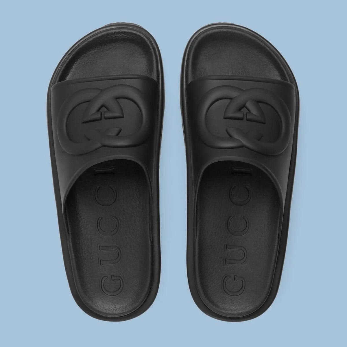 Gucci o1s1wg110425 Men's Interlocking G Slide Sandals in Black Size US 14 / EU 47 - 6 Thumbnail