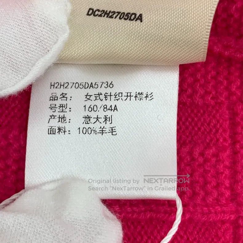 Hermes Hermes Fuchsia V-Neck Wool Knit Long Sleeve Jacket Size XS / US 0-2 / IT 36-38 - 7 Thumbnail