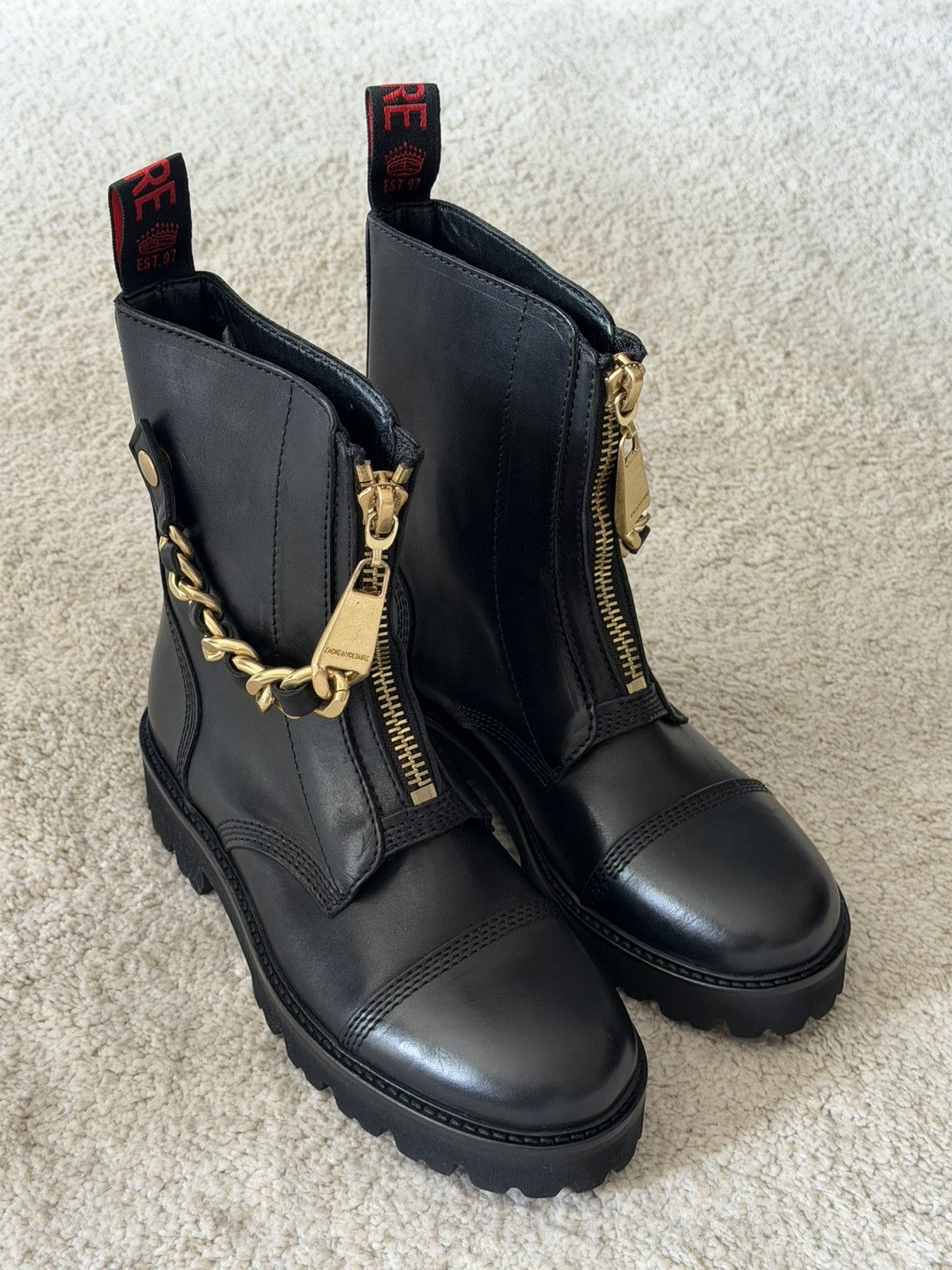 Zadig & Voltaire Zadig & Voltaire Joe Cecilia Combat Boots — Black Leather Size US 6.5 / IT 36.5 - 10 Thumbnail