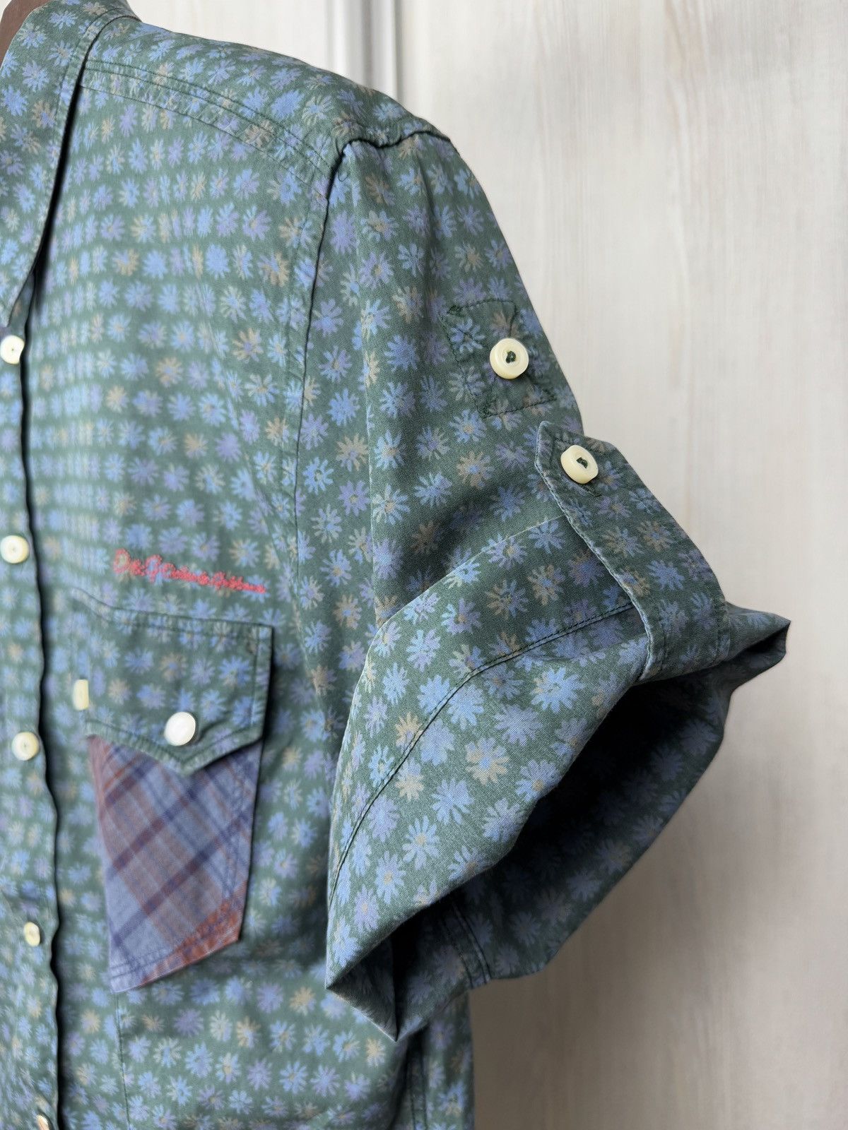 Dolce & Gabbana Dolce Gabbana D&G SS Shirt Dark Green Blue Floral Cotton 54 Size US L / EU 52-54 / 3 - 9 Thumbnail