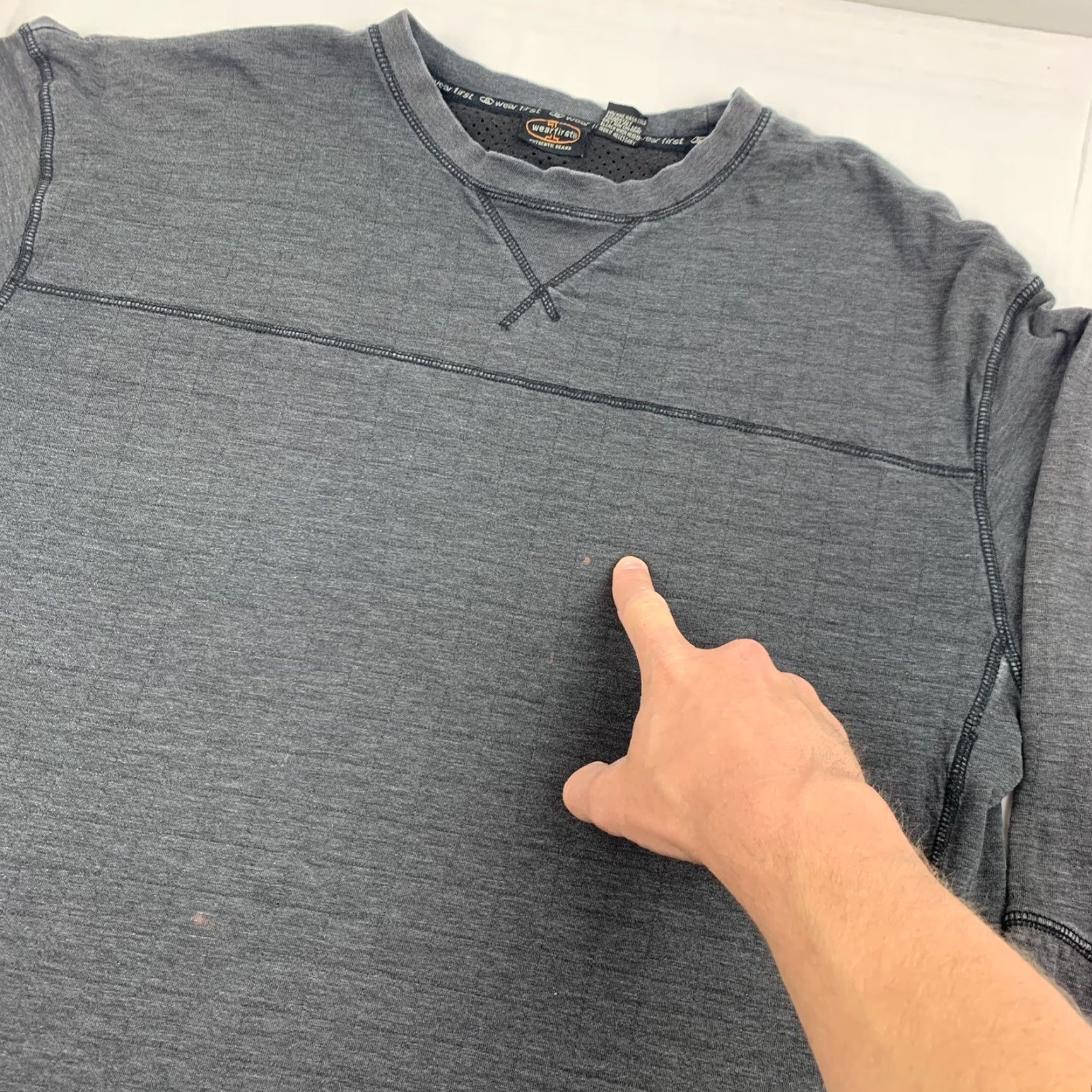 Vintage VINTAGE Wear First Long Sleeve Shirt Adult XL Gray Grunge 90s Y2K Streetwear Mens Shirt Size US XL / EU 56 / 4 - 4 Thumbnail
