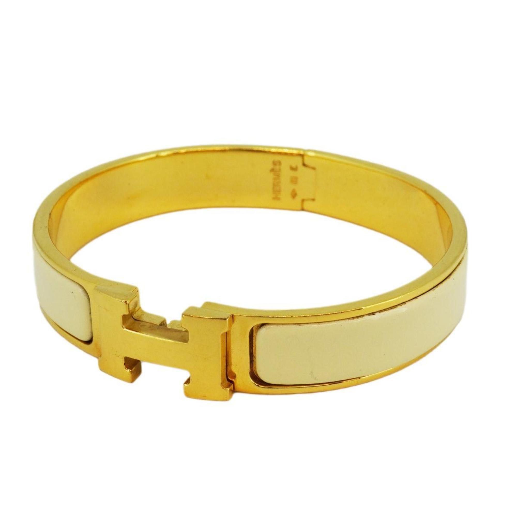 image of Hermes Bangle Click Clack Pm Gp Plated Gold White Women's