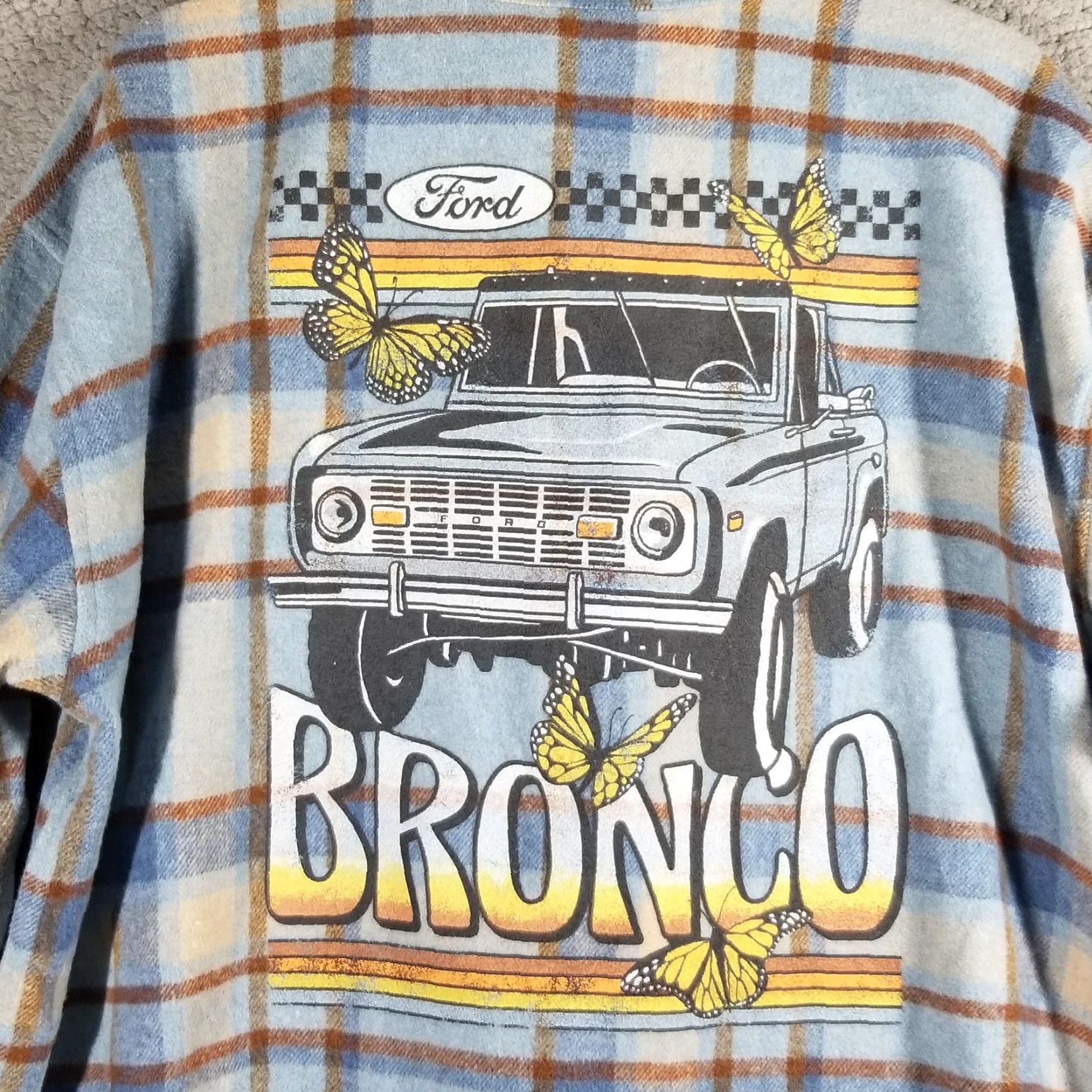 Ford VINTAGE Ford Bronco Flannel Shirt Mens Large Blue Plaid Long Sleeve Button Up Graphic Size US L / EU 52-54 / 3 - 2 Thumbnail